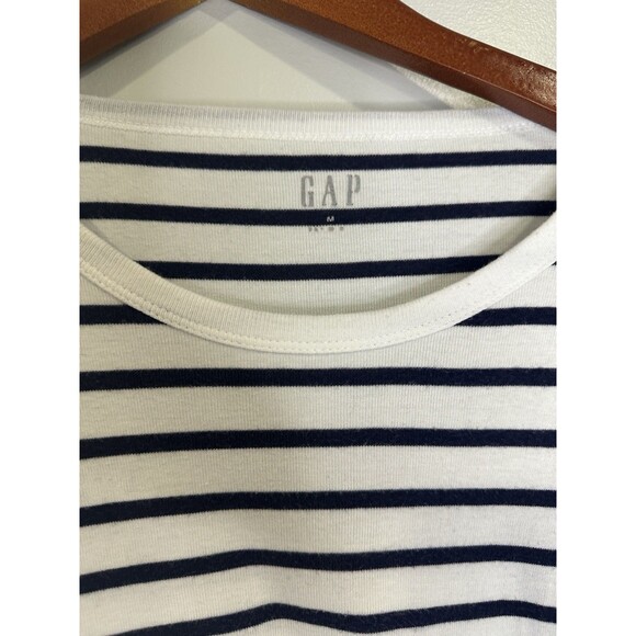 GAP Women's Modern Tee Crewneck Long Sleeved Striped Shirt - White/black Medium - Picture 6 of 10